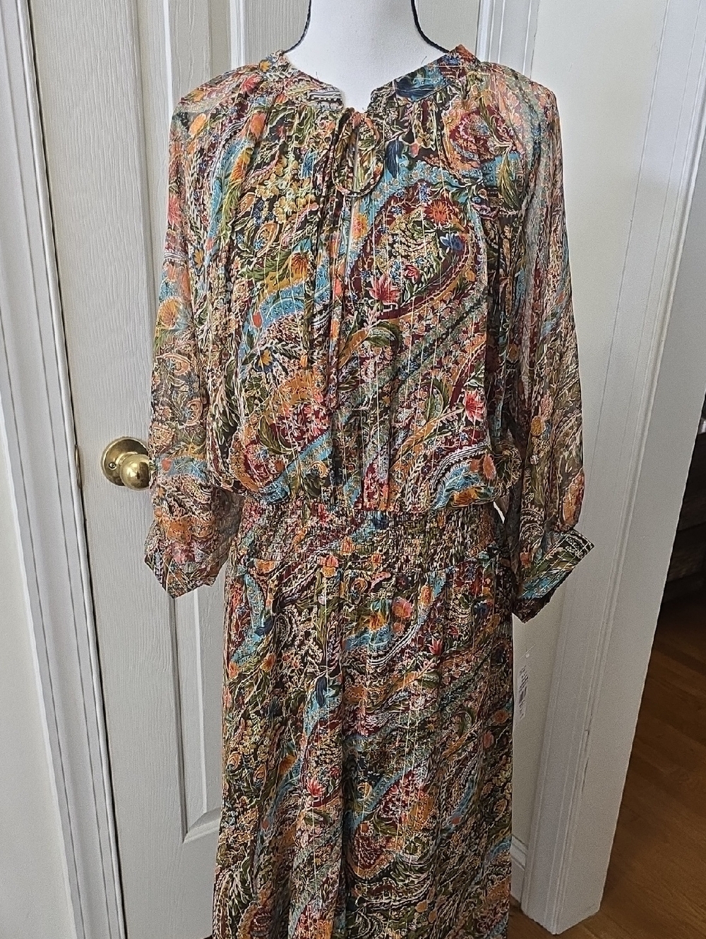 SAM & JESS BRAND WOMENS PLUS PAISLEY MULTI COLORS ELASTIC-WAIST DRESS SIZE 3X